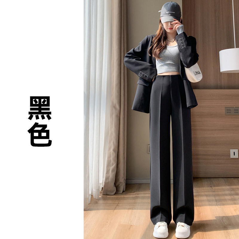 品牌正品女装衣服断码特价清仓 不退换-黑色直筒西装裤女秋季新款