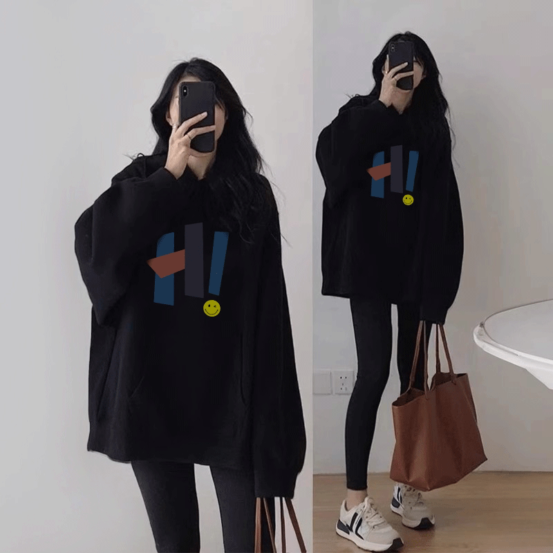 品牌折扣正品女装断码清仓特价不能退换黑色中长款连帽卫衣女
