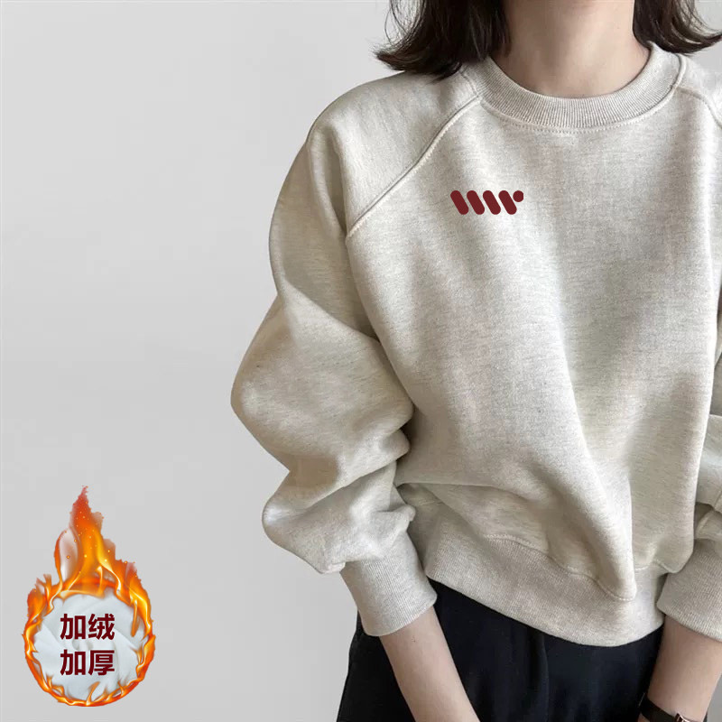 品牌正品女装衣服断码特价清仓 不接受退换-韩版宽松加绒圆领卫衣