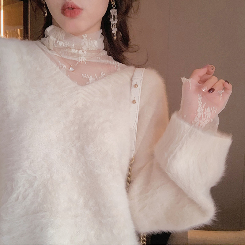 品牌折扣正品女装断码清仓特价不能退换高领蕾丝打底衫配毛衣秋冬