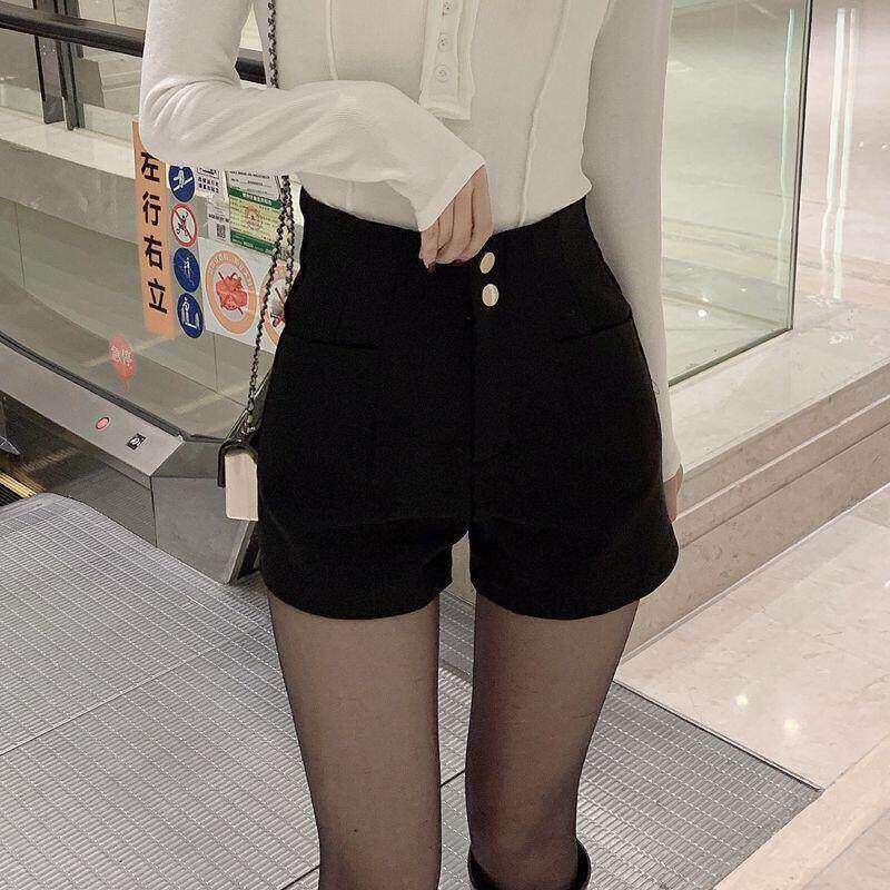 品牌正品女装衣服断码特价清仓 不退换-黑色弹力阔腿短裤子女秋冬