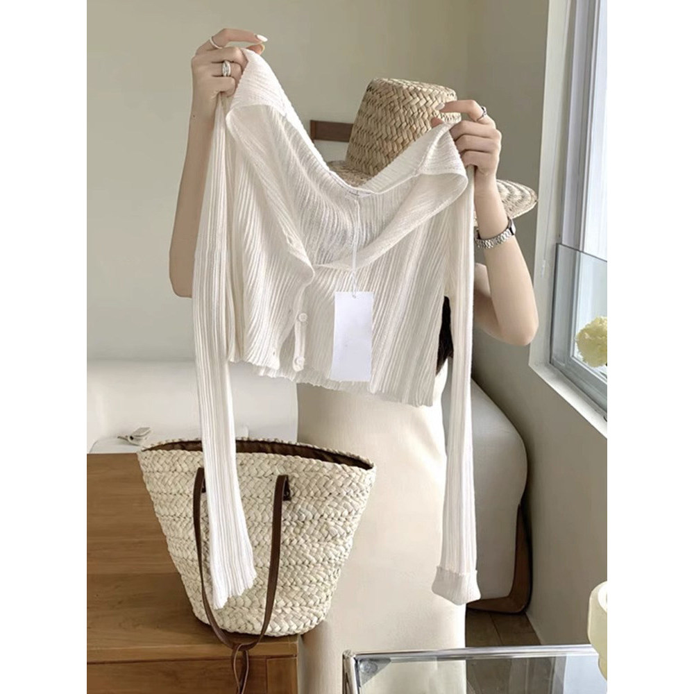 品牌正品女装衣服断码特价清仓 不接受退换-白色冰丝针织防晒开衫