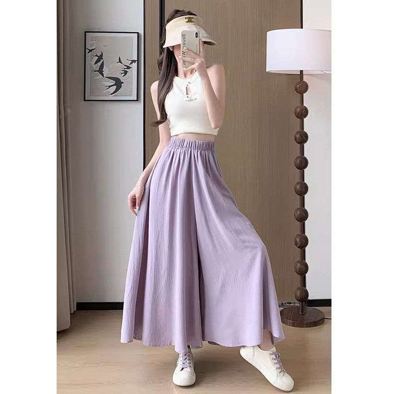 品牌正品女装衣服断码特价清仓 不退换-紫色阔腿裤裙女夏季薄款