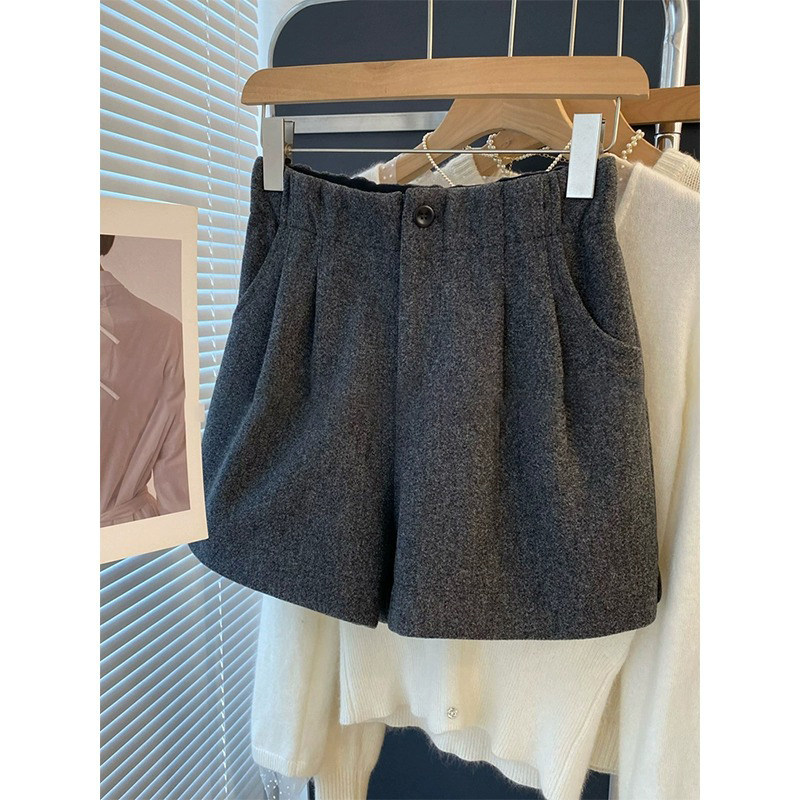 品牌正品女装衣服断码特价清仓 不接受退换-灰色毛呢短裤女秋冬