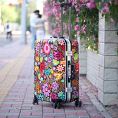 时尚 涂鸦印花行李箱花里胡哨个性 旅行箱女拉杆箱 微瑕疵处理