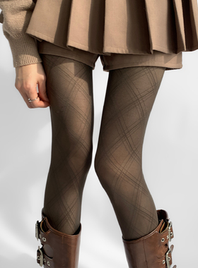 夜间教习室交叉菱格丝袜薄款纯欲灰色连裤袜子女菱形格纹性感灰丝