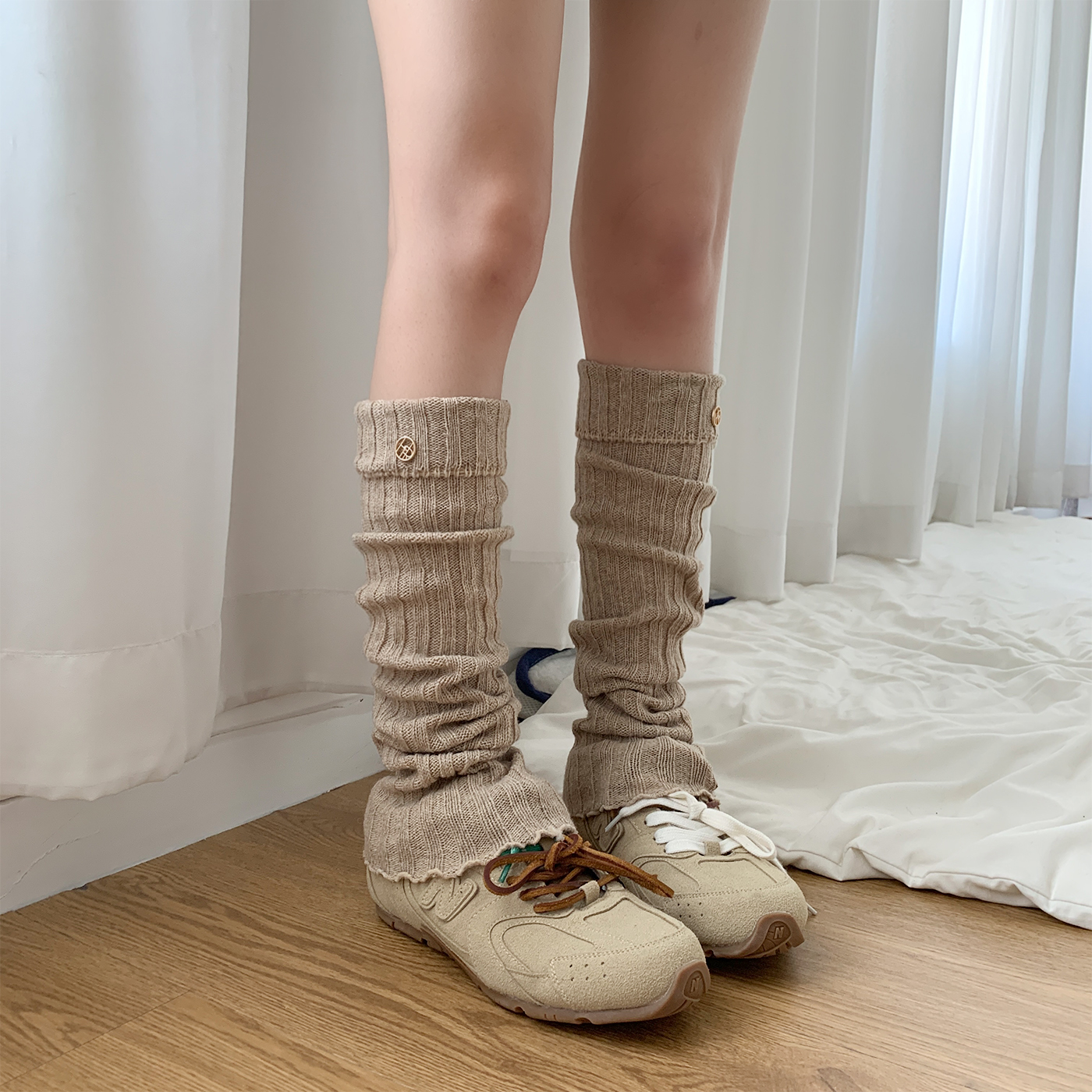 夜间教习室小圆标加长宽松小腿套