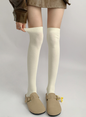 夜间教习室过膝袜子女款春款防滑长筒袜春秋白色护膝加长jk大腿袜