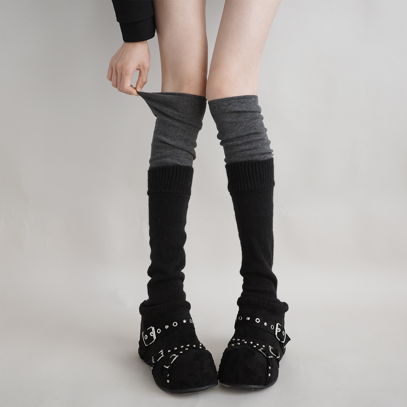 夜间教习室黑色袜套女秋冬针织拼接堆堆袜显瘦日系jk踩脚长筒腿套,女士内衣/男士内衣/家居服,长筒袜,淘宝优惠券,粉丝福利购,淘宝优惠卷