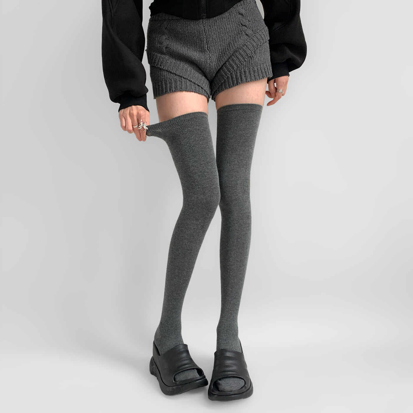 夜间教习室加长过膝袜女春秋显瘦灰色长筒袜子日系学院风jk大腿袜,女士内衣/男士内衣/家居服,长筒袜,淘宝优惠券,粉丝福利购,淘宝优惠卷