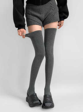 夜间教习室加长过膝袜女春秋显瘦灰色长筒袜子日系学院风jk大腿袜