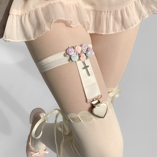 【清仓】夜间教习室性感腿环y2k十字架袜夹过膝网袜性感蕾丝丝袜