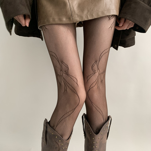 袜子立体蝴蝶结性感黑丝 镂空网眼连裤 夜间教习室蕾丝丝袜女款 春款