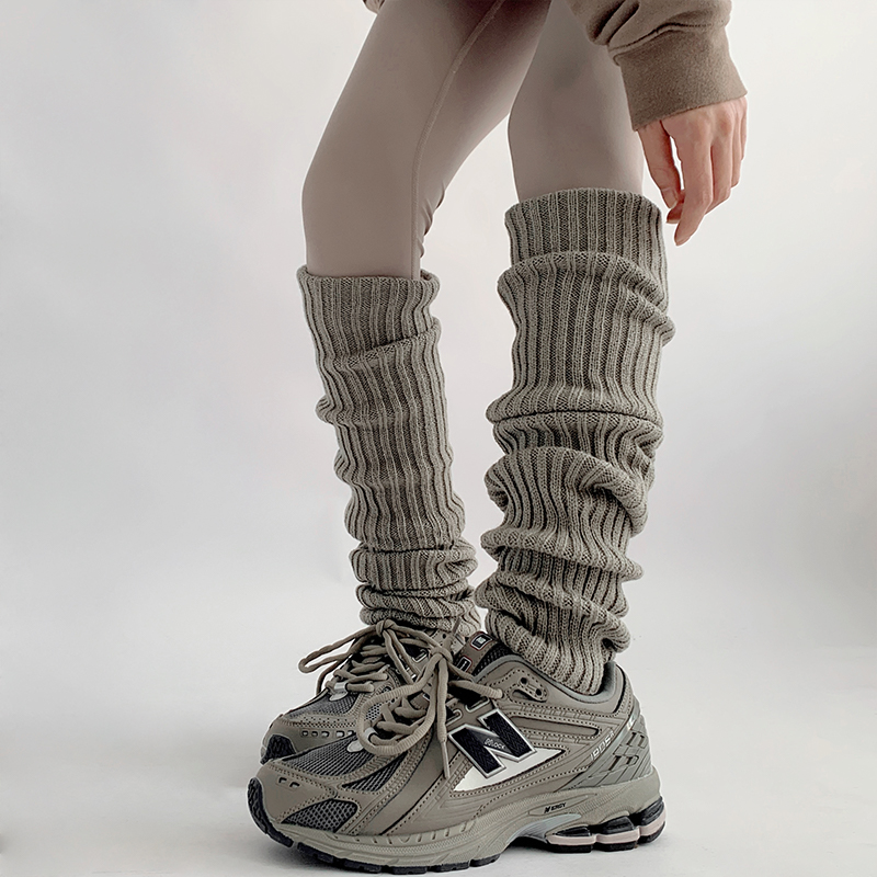 夜间教习室过膝堆堆袜灰色袜套女