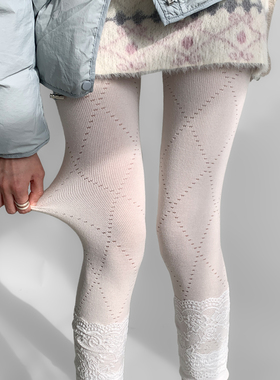 夜间教习室白色连裤袜春jk菱格丝袜冬季加厚保暖打底袜薄款白袜子