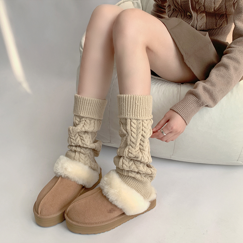 夜间教习室麻花堆堆袜套针织腿套