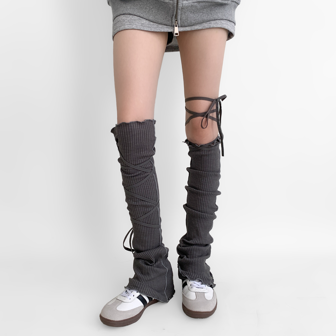 夜间教习室木耳边加长堆堆袜套女