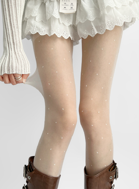 夜间教习室波点丝袜女夏季薄款0d防勾丝白丝蝴蝶结性感白色连裤袜