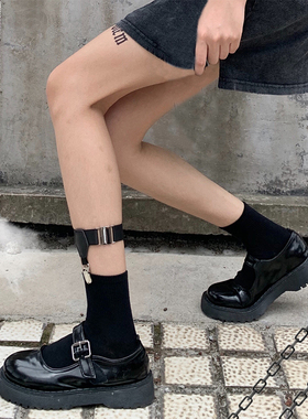 小腿袜扣jk腿环黑色袜夹半截短袜女中筒袜女春秋款ins潮暗黑朋克
