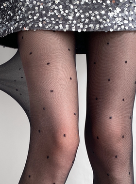 夜间教习室加长丝袜女夏季高个子波点黑丝性感黑色圆点连裤袜子薄