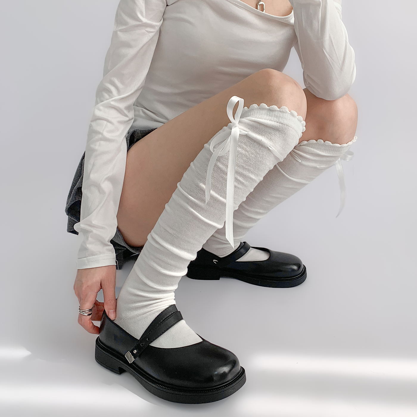 夜间教习室长筒袜女春秋过膝白色花边小腿袜洛丽塔蝴蝶结堆堆袜子,女士内衣/男士内衣/家居服,长筒袜,淘宝优惠券,粉丝福利购,淘宝优惠卷