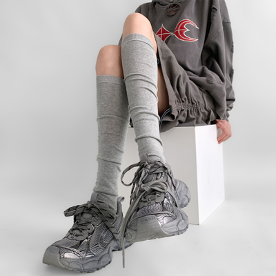 夜间教习室灰色小腿袜女夏季薄款日系学院风jk堆堆袜白色中筒袜子