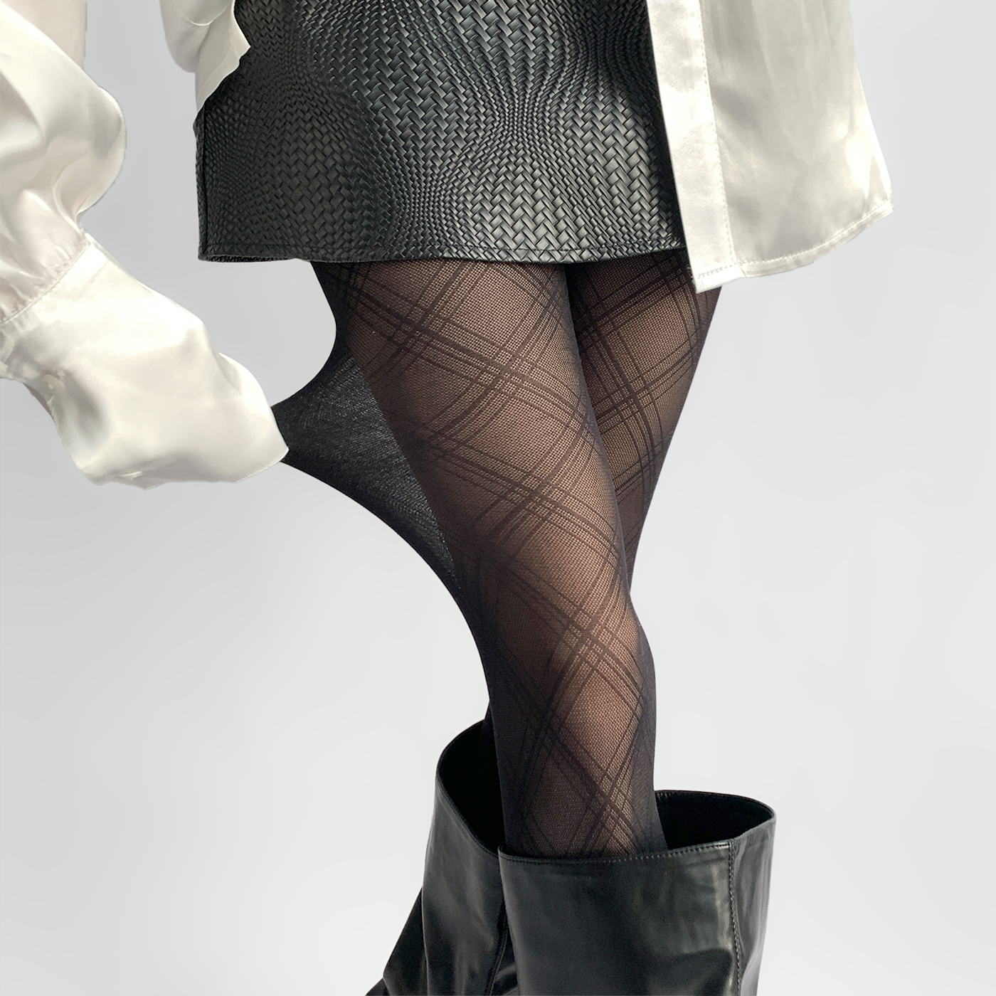 夜间教习室黑色丝袜复古菱形格条纹连裤袜加大加长黑丝打底裤女夏