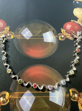 伦敦买回  925银镶彩宝手链 手腕上的光芒阳光下熠熠生辉