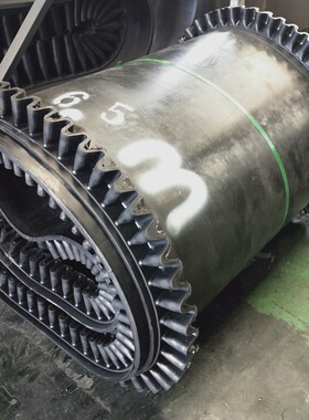 尼龙裙边输送带厂家 500宽挡边大倾角橡胶带S60黑色工业环形带