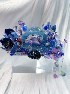 原创设计手工制作非遗绒花重工抓夹