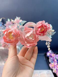 原创设计手工制作绒花抓夹