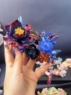 原创设计手工制作绒花抓夹