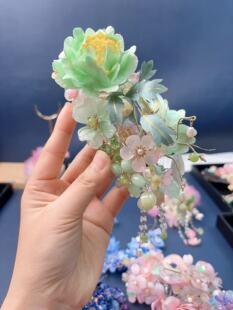 原创设计手工制作非遗绒花大牡丹抓夹