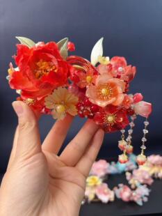 原创设计手工制作绒花抓夹