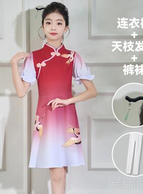 高档合国唱演出服儿童男童舞中风衣服中蹈女小学生红色诗歌朗诵表