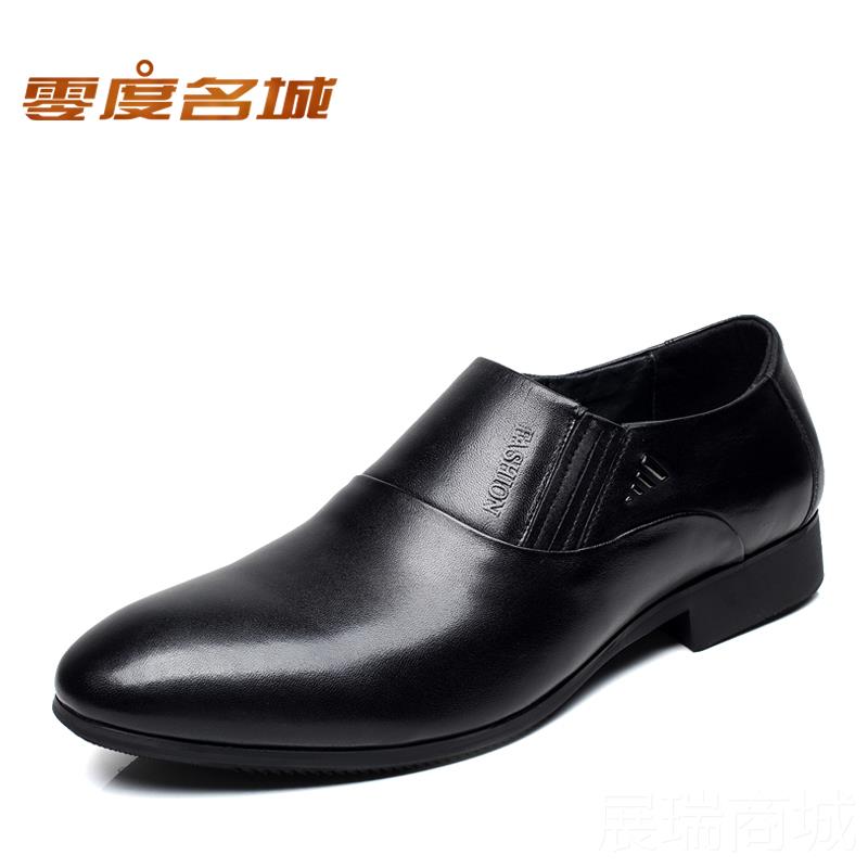 高檔零度名城男士增商男務(wù)正裝皮鞋真皮軟皮郎婚鞋青年韓新版內(nèi)高