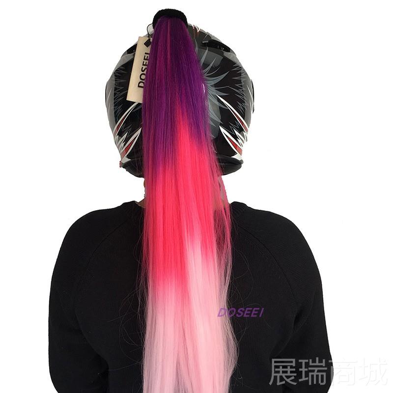 高档DOSEEI摩车头盔装饰车辫子男电女机车马尾辫动假发脏托辫滑雪