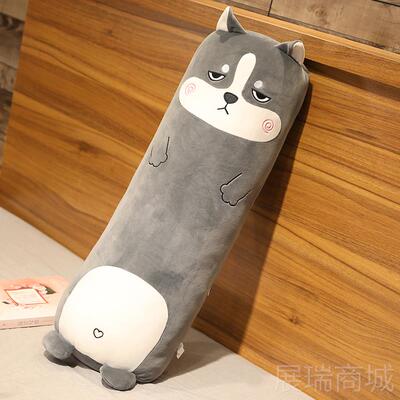 高档可爱哈超士奇毛玩具软床上睡觉抱枕恐绒龙长娃条枕娃公仔女生