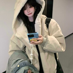 2025超火巨好看的冬装外套棉服女短款小个子加绒加厚保暖连帽棉袄