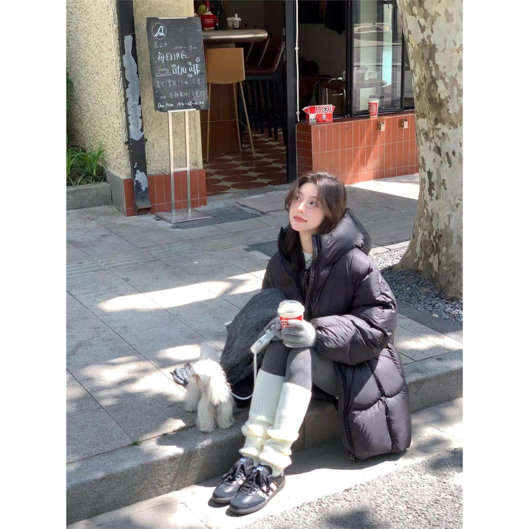 韩系高级感轻奢2025羽绒棉服女秋冬新款中长款连帽小个子加厚外套