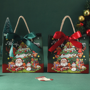 圣诞节礼品袋平安夜苹果礼盒平安果包装 盒礼物手提袋子 袋糖果包装