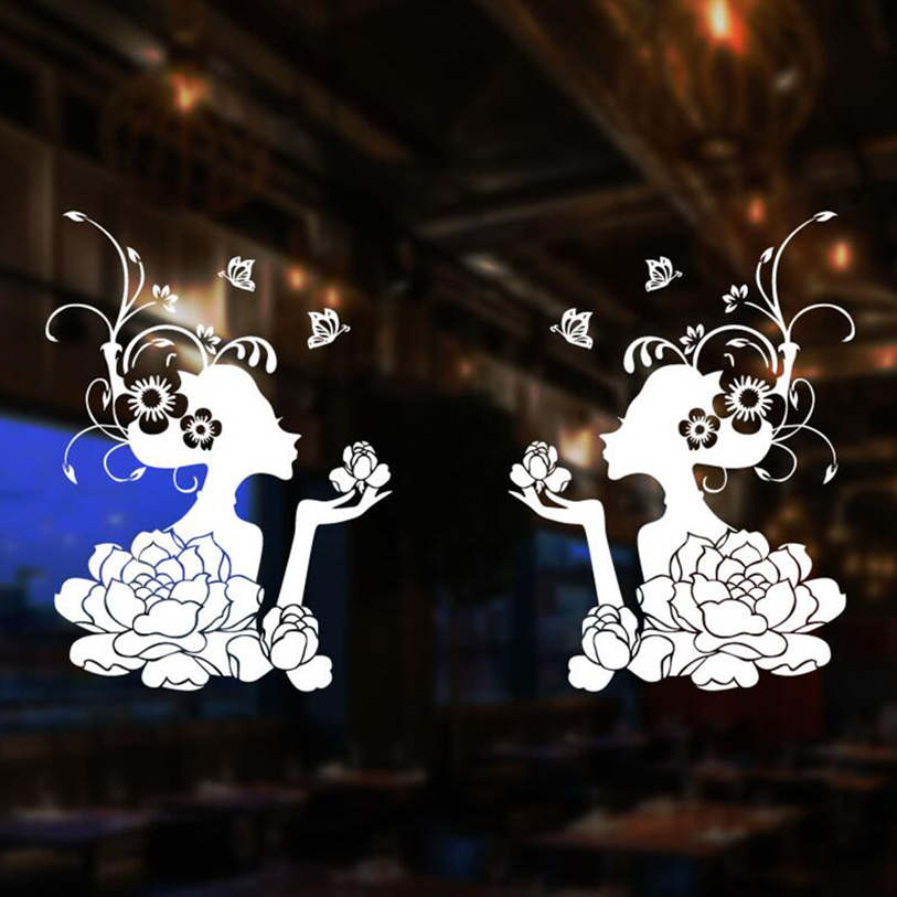 美容院商场玻璃门橱窗装饰贴纸