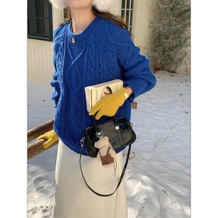 复古感菱格麻花粗棒针织衫 慵懒奏曲 毛衣ZY3825 Morning 3th