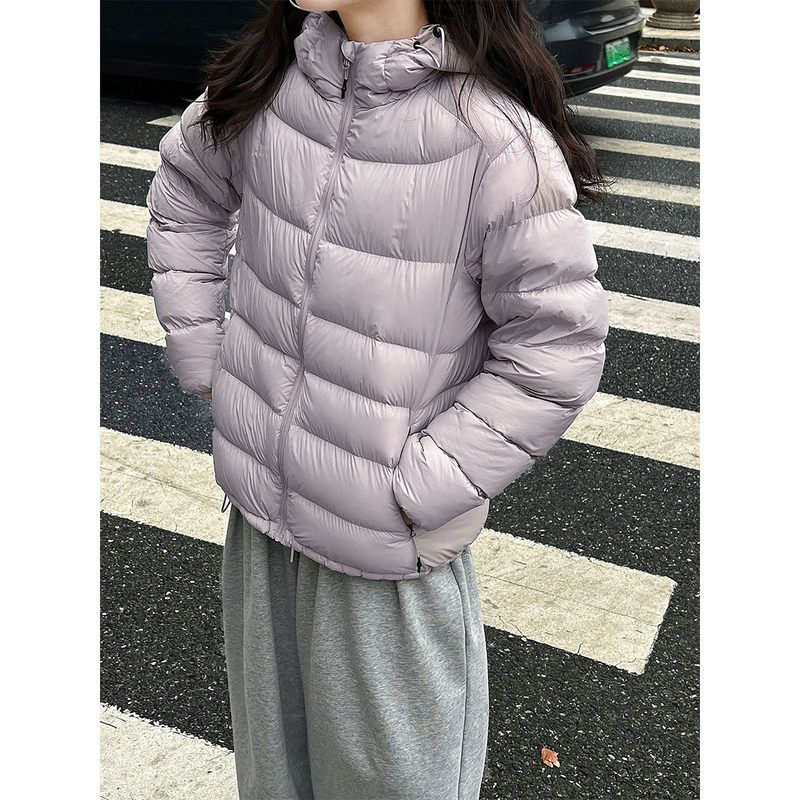 鹿西 安心90白鸭绒泡芙排骨羽绒服女冬轻薄款防寒连帽外套Y802501