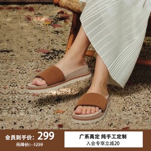 BC2025新款男女拖鞋夏季平底复古真皮软底休闲牛皮一字凉拖鞋