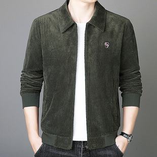 男士灯芯绒夹克2026新款翻领茄克衫春秋冬季轻奢高端商务休闲外套