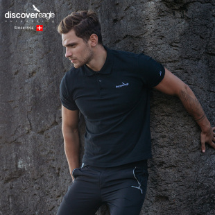 户外运动polo衫男短袖潮男士纯棉翻领polo衫女夏潮流黑色修身T恤