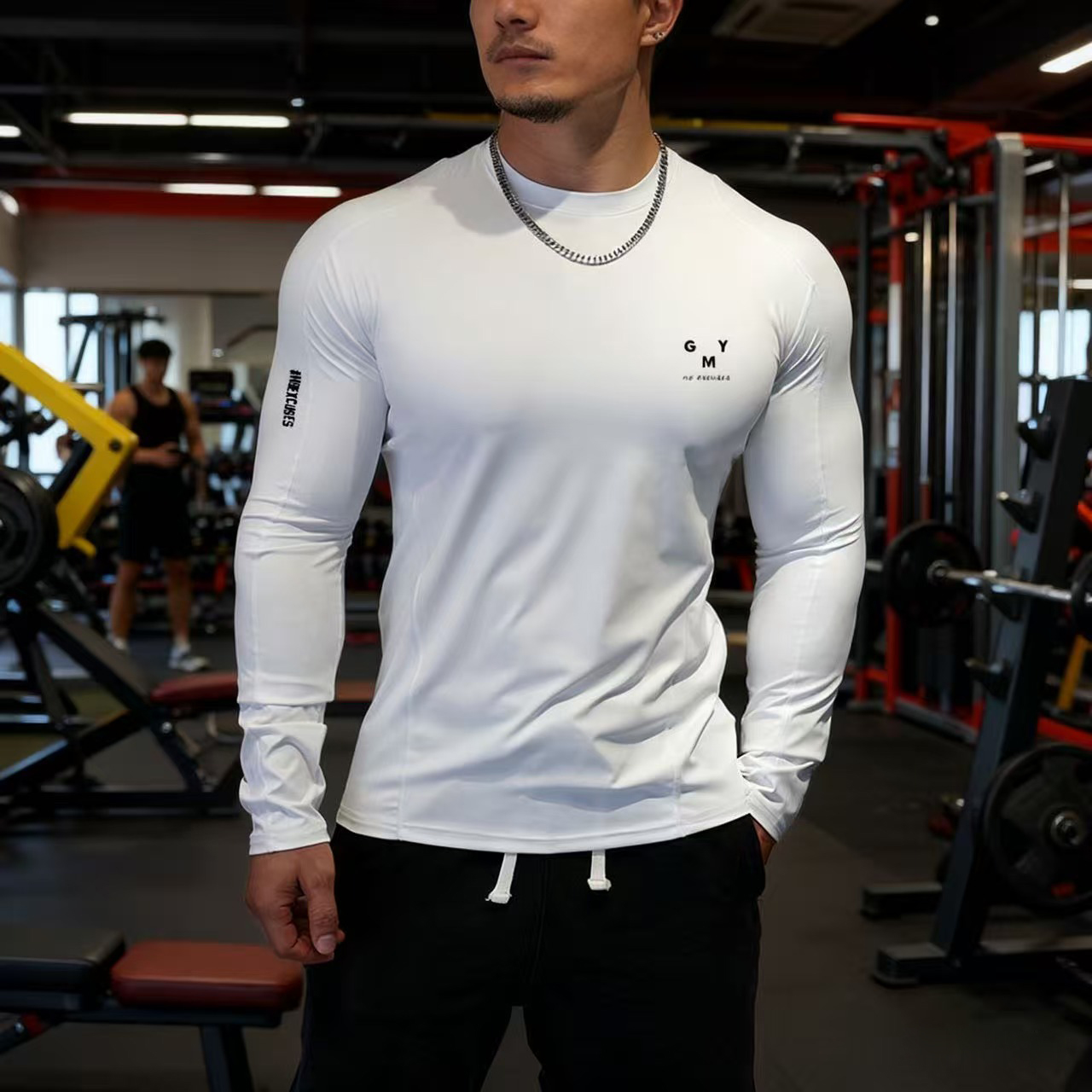 健身长袖男打底吸湿排汗透气速干衣圆领弹力紧身衣训练跑步运动服