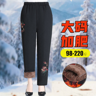200斤特大码胖人奶奶冬装加绒棉裤中老年加肥妈妈加厚加绒厚裤子7