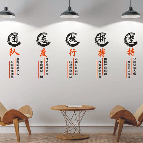 励志墙贴纸坚持态度细节团队执行